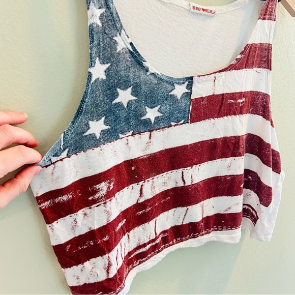 Brandy Melville American Flag Crop Tank Top USA Red White Blue America Patriotic - Picture 4 of 8